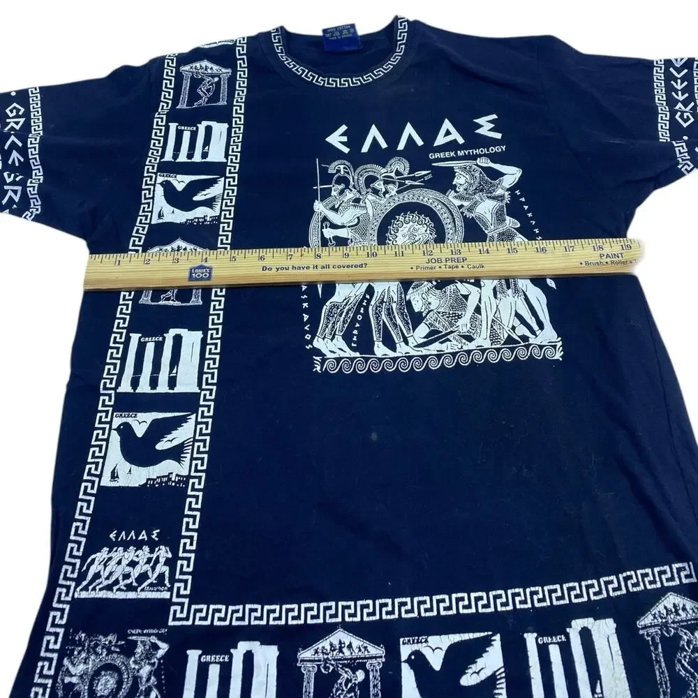 Vintage Greek Mythology Shirt Sz L All Over Print AOP USA Made 90s Single Stitch - Picture 9 of 9